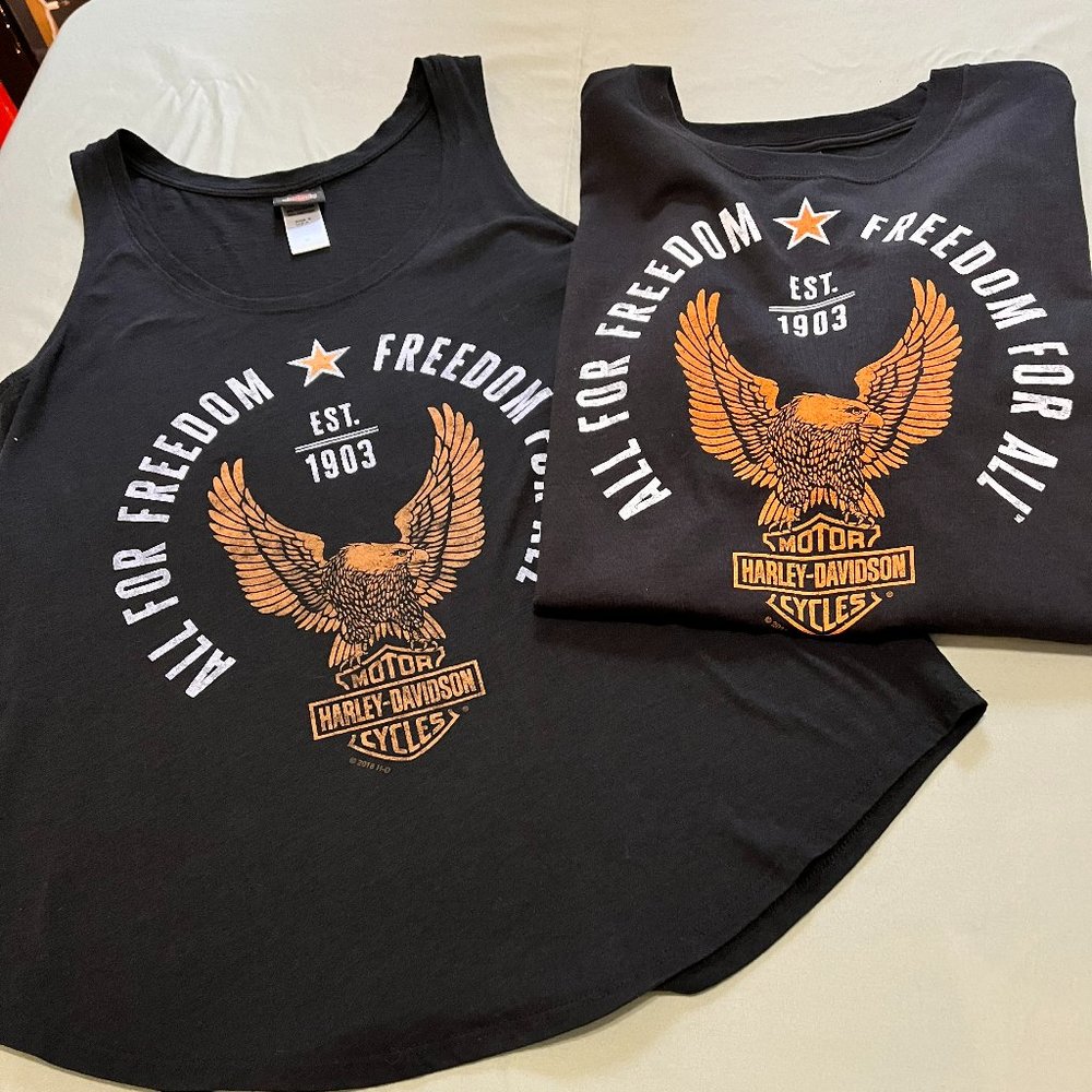 HARLEY DAVIDSON LADIES TANK AND MENS S/S T-SHIRT